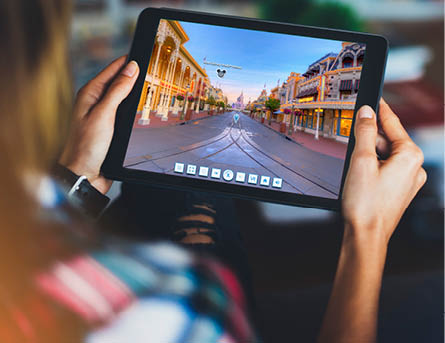Hipster girl using tablet technology in home atmosphere, girl person holding computer with blank screen on background bokeh, female hands texting on relax holiday, mockup templates gadget, blur lifestyle concept