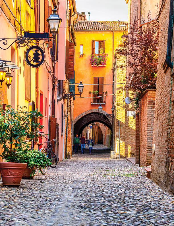Cozy narrow street in Ferrara, Emilia-Romagna, Italy  Ferrara is capital of the Province of Ferrara