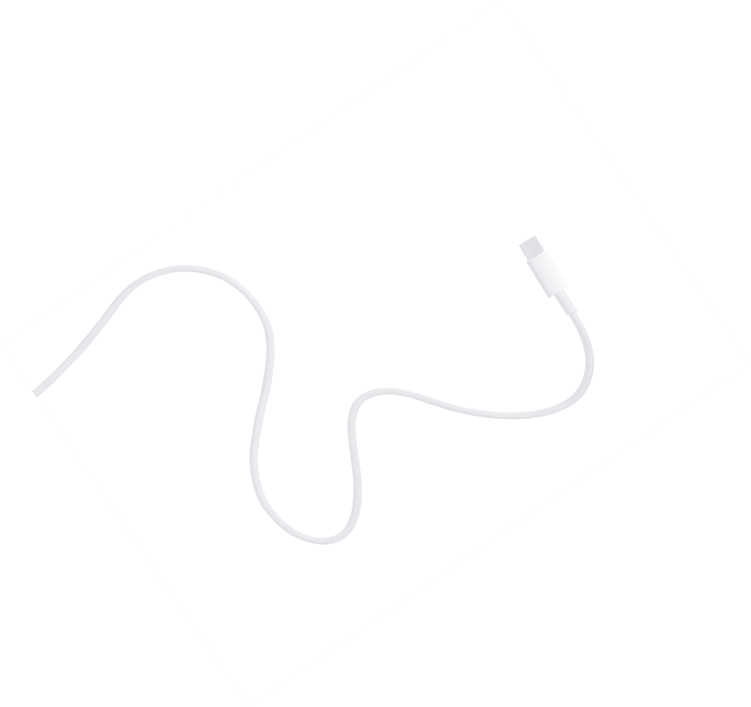 USB cable is white, isolated on white background