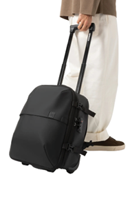 A man is holding a black suitcase. AI generated content