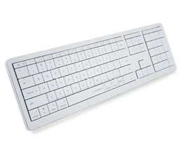 A white computer keyboard is shown in a white background. AI generated content