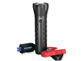 A black and red flashlight with a red handle. AI generated content