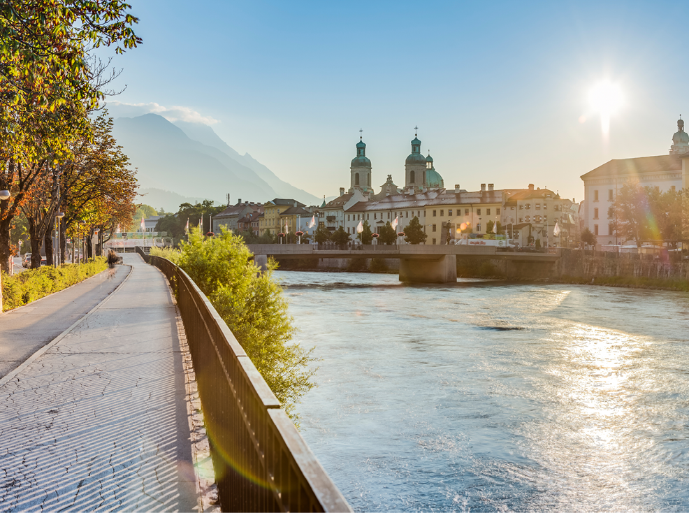 A city street with a river running through it. AI generated content