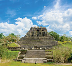 beautiful landscape of xunantunich maya site ruins in belize caribbean