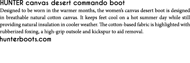 HUNTER canvas desert commando boot Designed to be worn in the warmer months, the women s canvas desert boot is design   