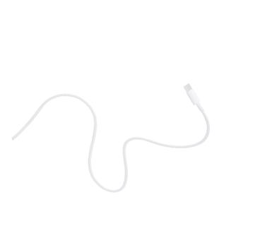 USB cable is white, isolated on white background