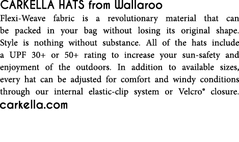 Carkella Hats from Wallaroo Flexi-Weave fabric is a revolutionary material that can be packed in your bag without los   