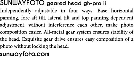 sunwayfoto geared head gh-pro ii Independently adjustable in four ways: Base horizontal panning, fore-aft tilt, later   