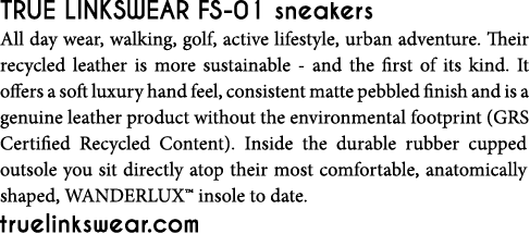 True Linkswear FS 01 sneakers All day wear, walking, golf, active lifestyle, urban adventure. Their recycled leather ...