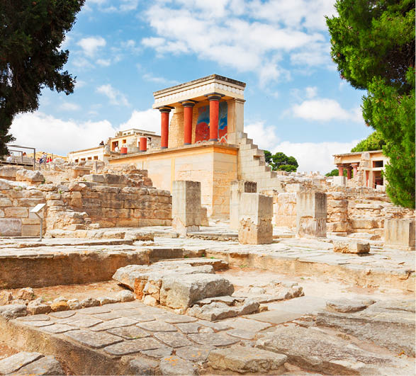 ancient ruines of Knossos palace at Crete at sunny day, Greece