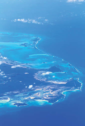 Aerial view of Bahama island at Atlantic ocean